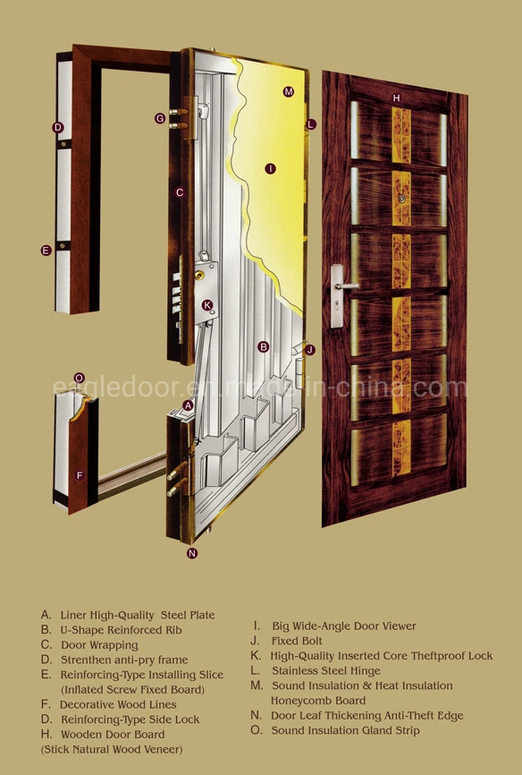 2021 Mirror Glass Inserted Exterior Door, Steel MDF Armored Door